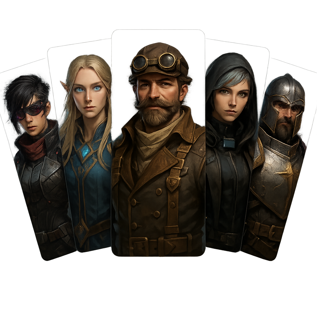 Fanned NPC character cards